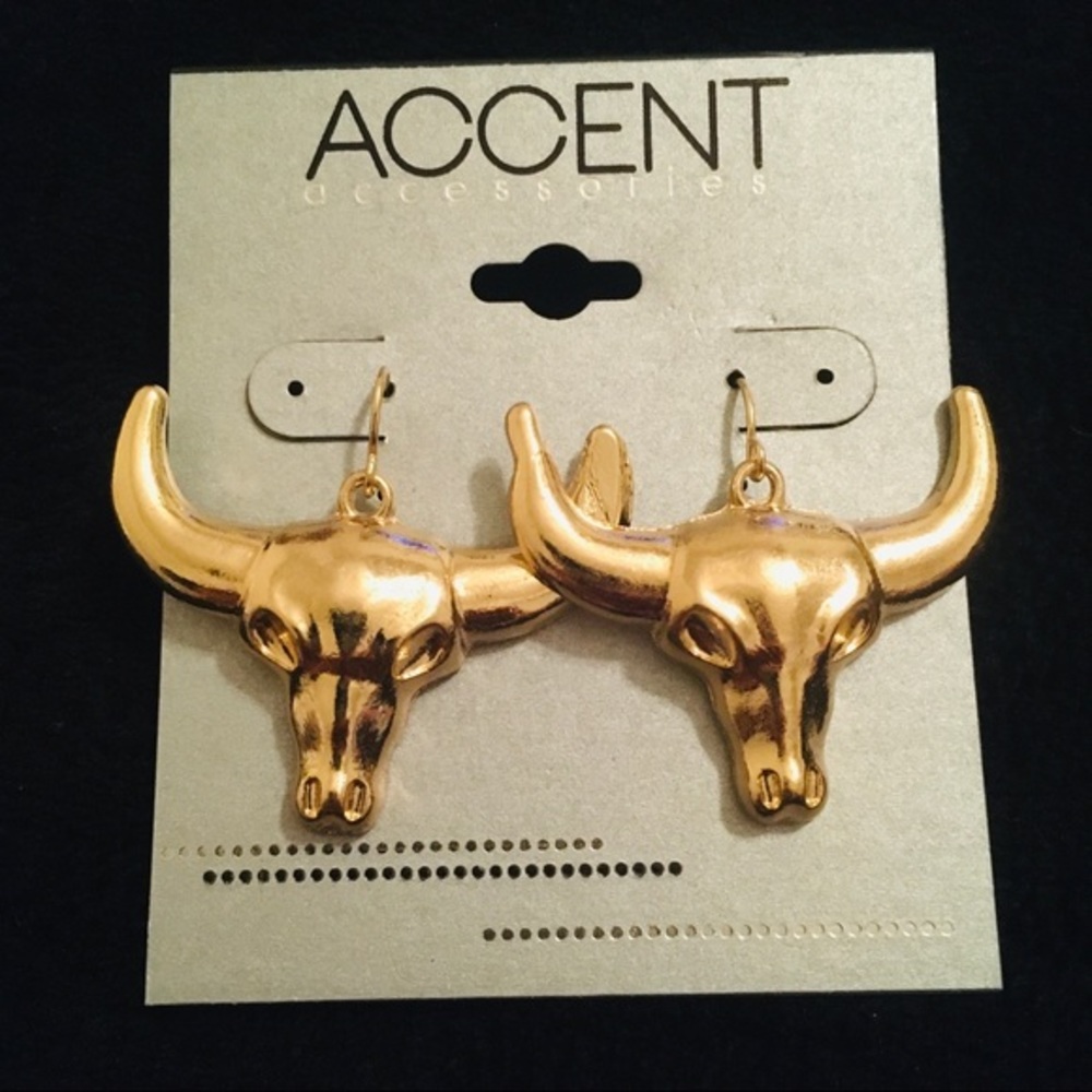 Bull Head Fashion Jewelry Gold Hook Dangle Earrings